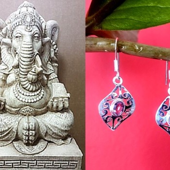 Bijoux indiens argent - Boucles d'Oreilles indiennes Améthyste