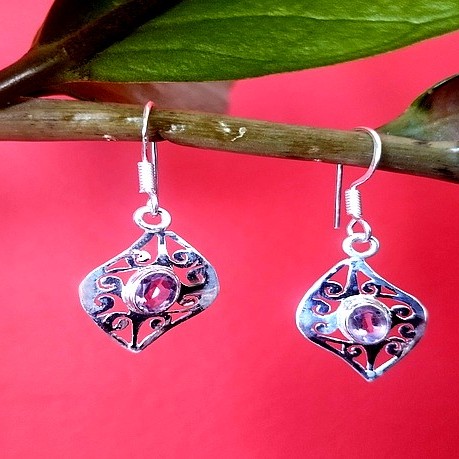 Bijoux indiens argent - Boucles d'Oreilles indiennes Améthyste