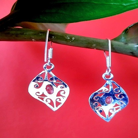 Bijoux indiens argent - Boucles d'Oreilles indiennes Améthyste