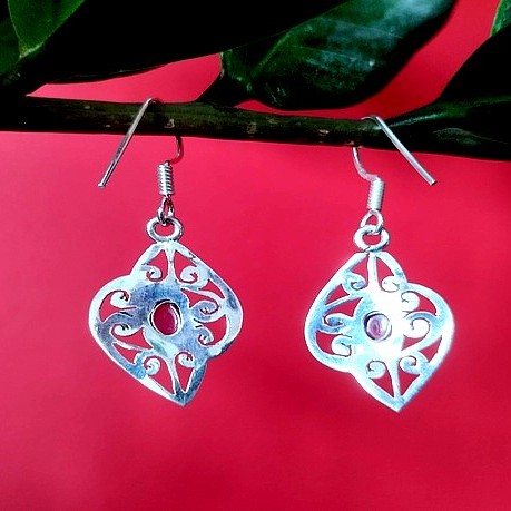 Bijoux indiens argent - Boucles d'Oreilles indiennes Améthyste