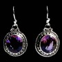 Bijoux indiens argent - Boucles d'Oreilles indiennes Améthyste