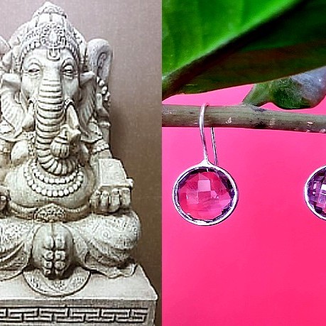 Bijoux indiens argent - Boucles d'Oreilles indiennes Améthyste