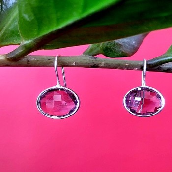 Bijoux indiens argent - Boucles d'Oreilles indiennes Améthyste