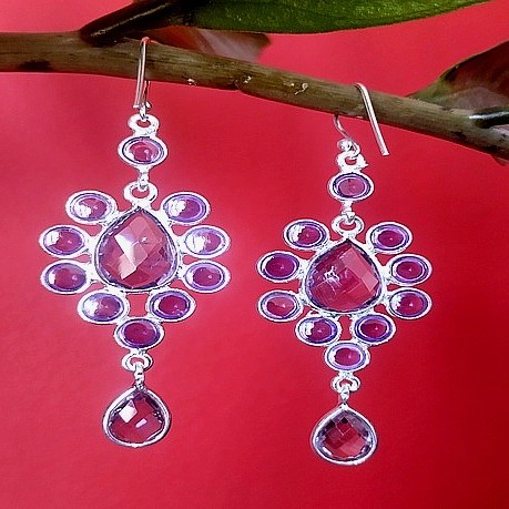 Bijoux indiens argent - Boucles d'Oreilles indiennes Améthyste