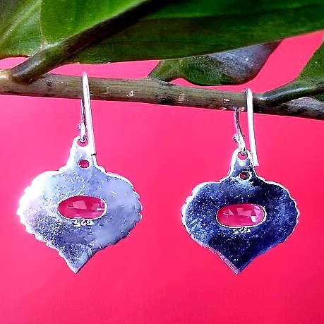 Bijoux indiens argent - Boucles d'Oreilles indiennes Améthyste