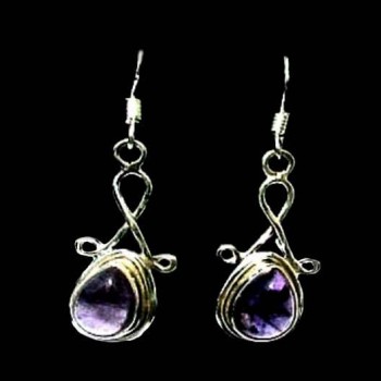 Bijoux indiens - Boucles d'Oreilles indiennes Améthyste