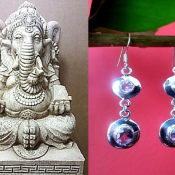 Bijoux indiens argent - Boucles d'Oreilles indiennes Améthyste