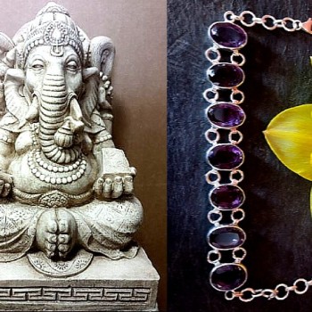 Bijoux indiens argent - Bracelet indien Améthyste