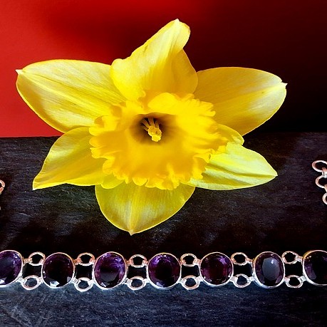 Bijoux indiens argent - Bracelet indien Améthyste