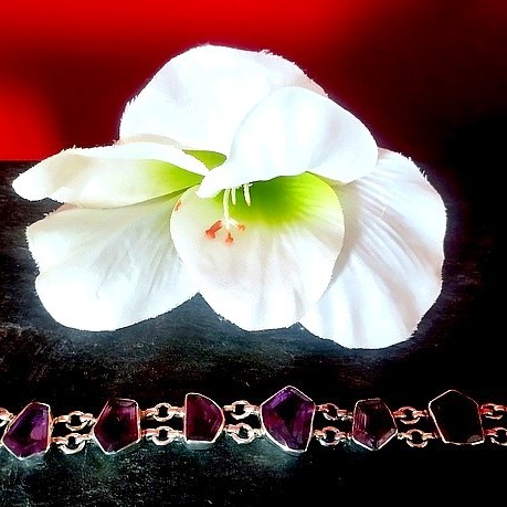 Bijoux indiens argent - Bracelet indien Améthyste