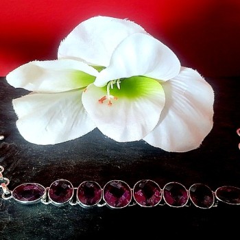 Bijoux indiens argent - Bracelet indien Améthyste