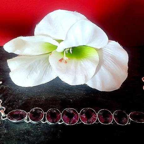 Bijoux indiens argent - Bracelet indien Améthyste