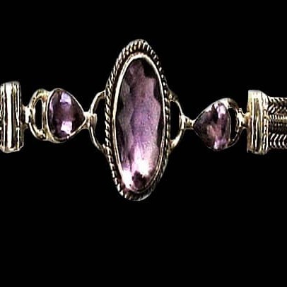 Bijoux indiens argent - Bracelet indien Améthyste