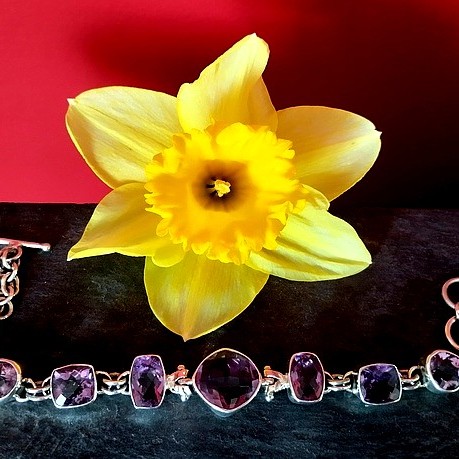 Bijoux indiens argent - Bracelet indien Améthyste