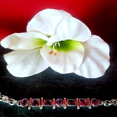 Bijoux indiens argent - Bracelet indien Améthyste