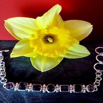 Bijoux indiens argent - Bracelet indien Améthyste