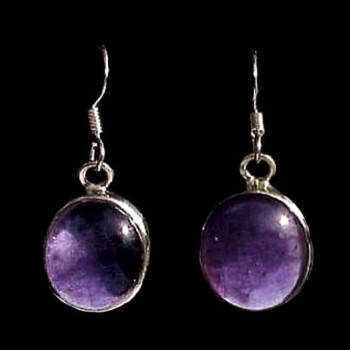 Bijoux indiens argent - Boucles d'Oreilles indiennes Améthyste