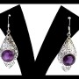 Bijoux indiens argent - Boucles d'Oreilles indiennes Améthyste