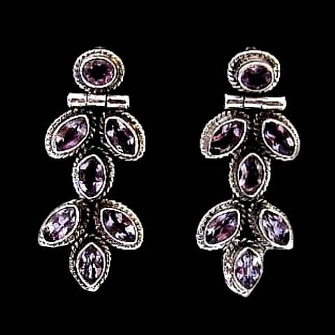 Bijoux indiens argent - Boucles d'Oreilles indiennes Améthyste