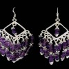 Bijoux indiens argent - Boucles d'Oreilles indiennes Améthyste