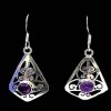 Bijoux indiens argent - Boucles d'Oreilles indiennes Améthyste