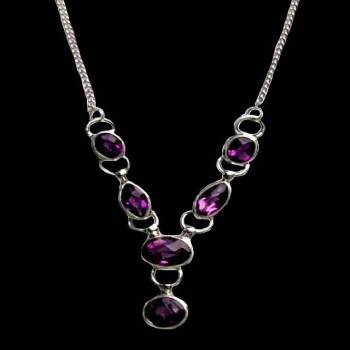 Bijoux indiens argent - Collier indien Améthyste