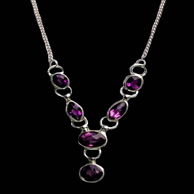 Bijoux indiens argent - Collier indien Améthyste