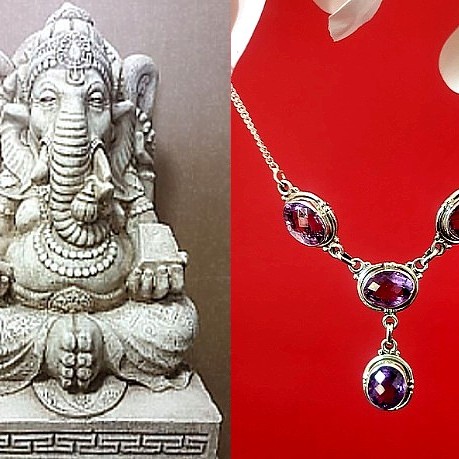 Bijoux indiens argent - Collier indien Améthyste