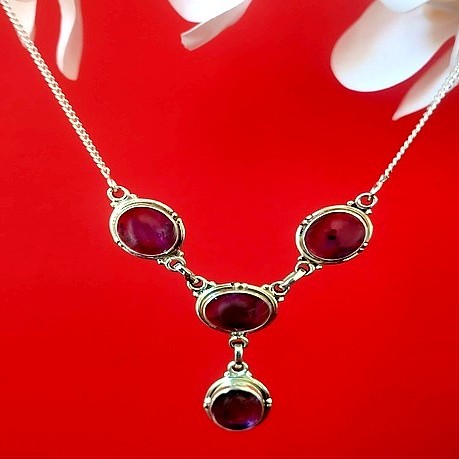 Bijoux indiens argent - Collier indien Améthyste