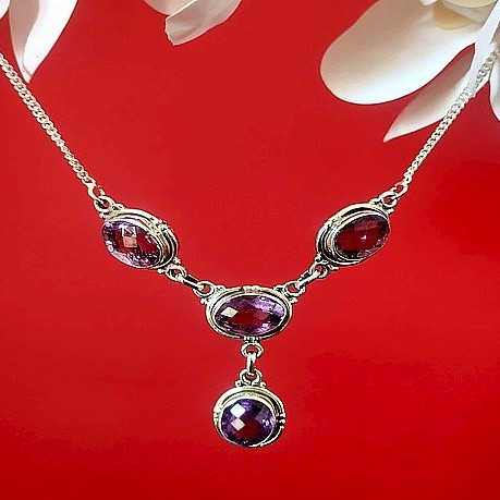 Bijoux indiens argent - Collier indien Améthyste