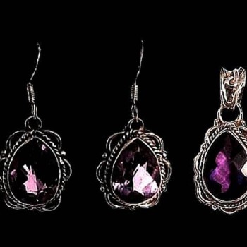 Bijoux indiens argent - Parure indienne Améthyste