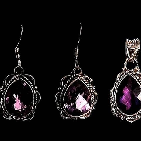 Bijoux indiens argent - Parure indienne Améthyste
