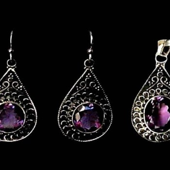 Bijoux indiens argent - Parure indienne Améthyste