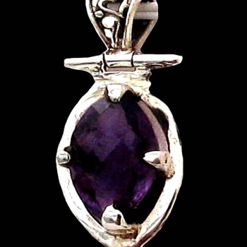 Bijoux indiens argent - Pendentif indien Améthyste