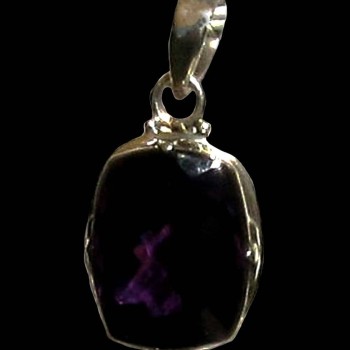Bijoux indiens argent - Pendentif indien Améthyste