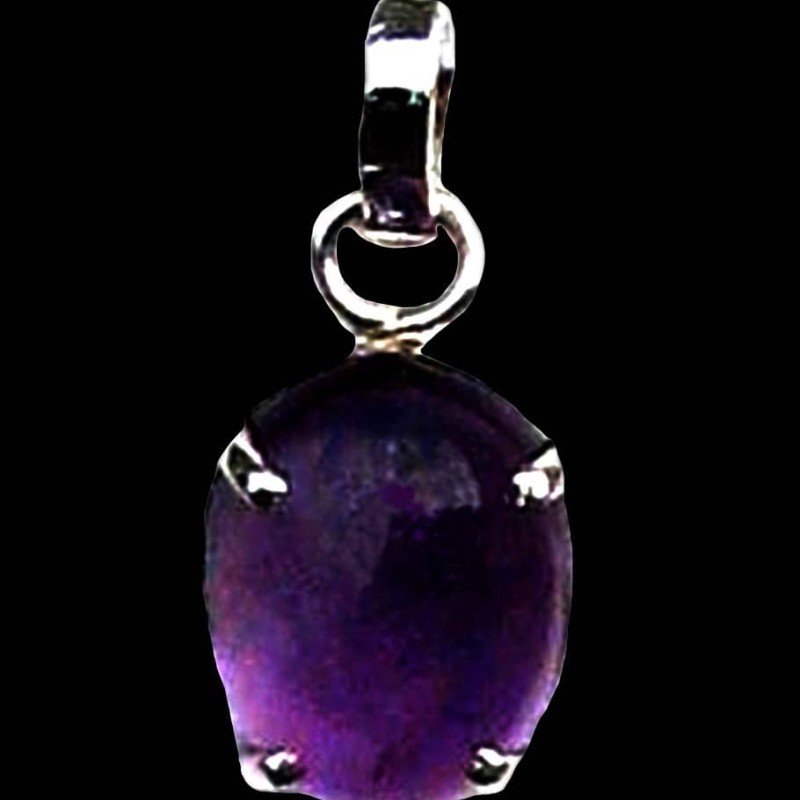 Bijoux indiens argent - Pendentif indien Améthyste