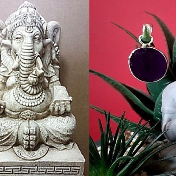 Bijoux indiens argent - Pendentif indien Améthyste