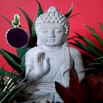 Bijoux indiens argent - Pendentif indien Améthyste
