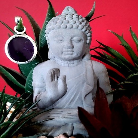 Bijoux indiens argent - Pendentif indien Améthyste