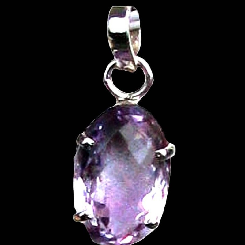 Bijoux indiens argent - Pendentif indien Améthyste