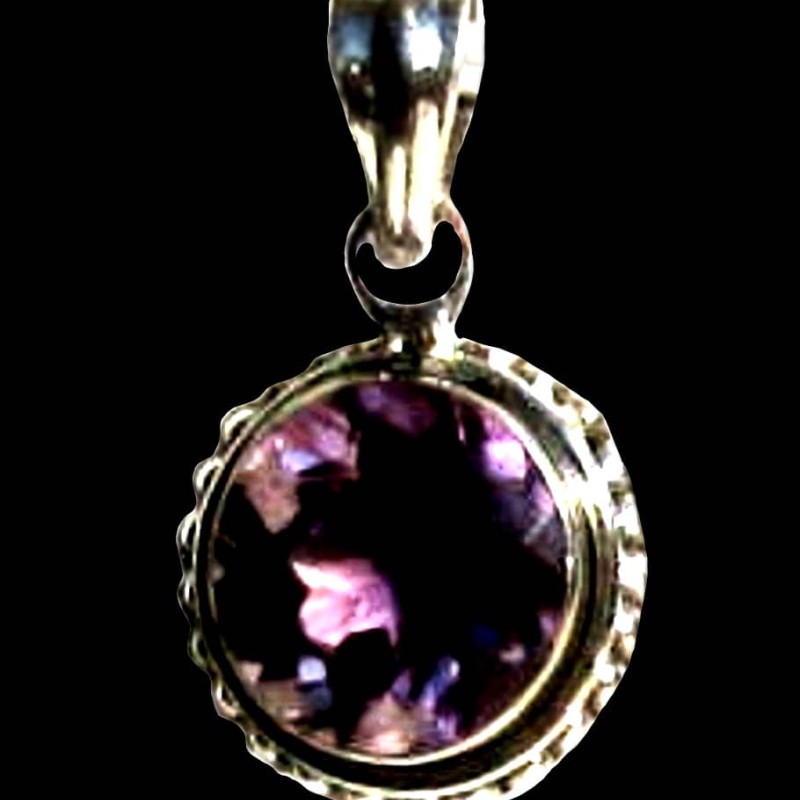 Bijoux indiens argent - Pendentif indien Améthyste