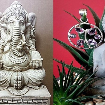 Bijoux indiens argent - Pendentif indien Améthyste