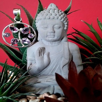 Bijoux indiens argent - Pendentif indien Améthyste