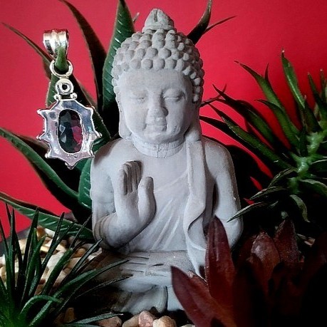 Bijoux indiens argent - Pendentif indien Améthyste