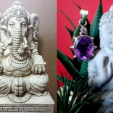 Bijoux indiens argent - Pendentif indien Améthyste