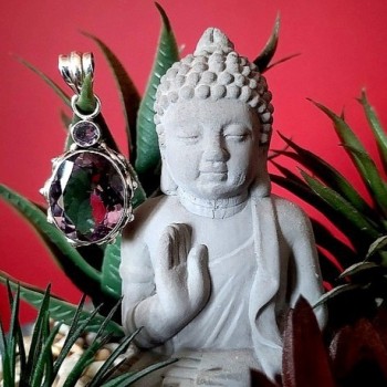 Bijoux indiens argent - Pendentif indien Améthyste