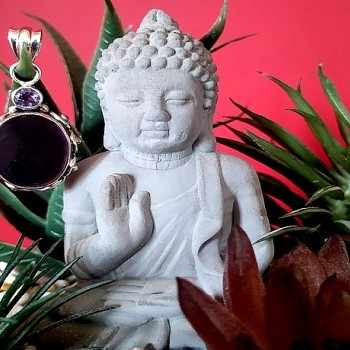 Bijoux indiens argent - Pendentif indien Améthyste