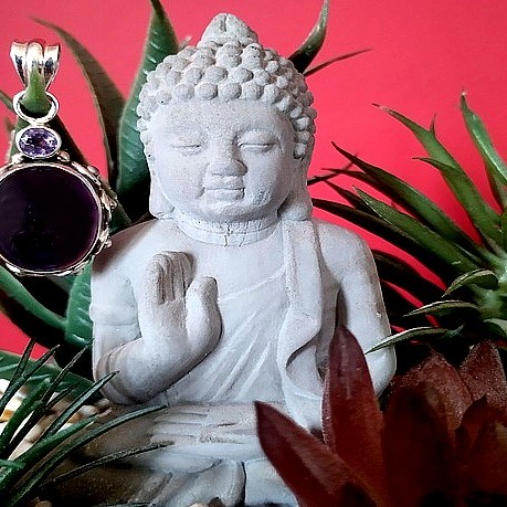 Bijoux indiens argent - Pendentif indien Améthyste