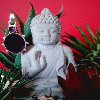 Bijoux indiens argent - Pendentif indien Améthyste