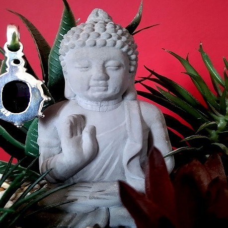 Bijoux indiens argent - Pendentif indien Améthyste